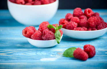 Fresh raspberries on the table