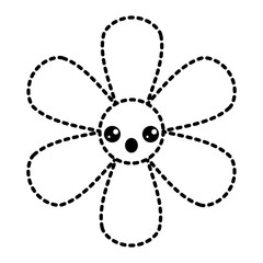 sticker flower kawaii cartoon botanical icon vector illustration