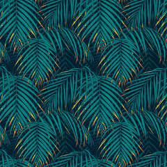 Fototapeta na wymiar Seamless pattern with tropical leaves. Vector illustration