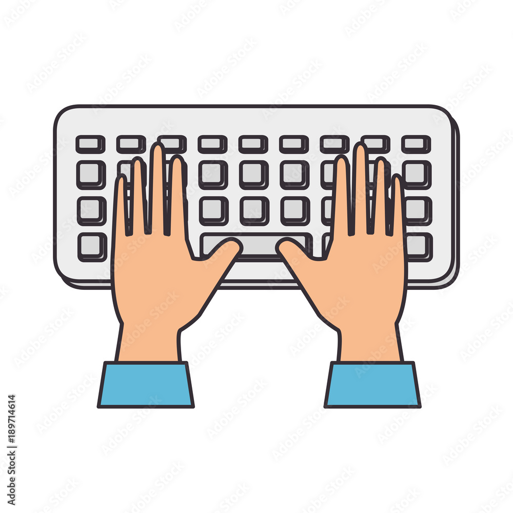 Poster computer keyboard with hands user