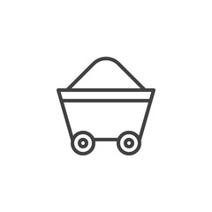 Mine trolley line icon, outline vector sign, linear style pictogram isolated on white. Barrow symbol, logo illustration. Editable stroke