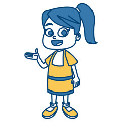 Cute school girl cartoon icon vector illustration graphic design