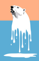 Melting polar bear - global warming may be a disaster for polar bears