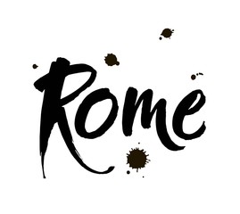 Rome, Italy. City typography lettering design. Hand drawn brush calligraphy. Isolated vector illustration.
