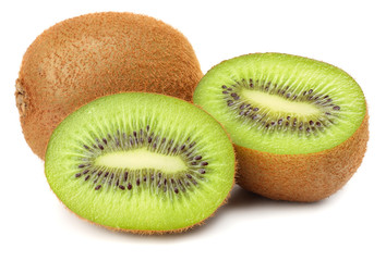 Slices kiwi fruit isolated on white background