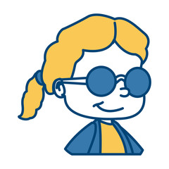 School girl with glasses cartoon icon vector illustration graphic design