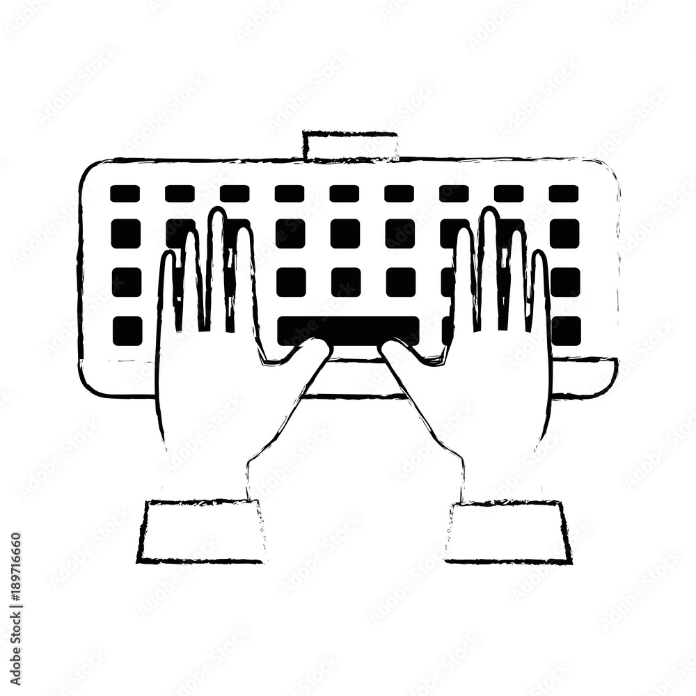 Poster computer keyboard with hands user