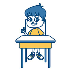 School boy on desk cartoon icon vector illustration graphic design
