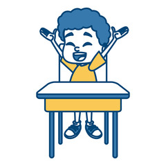 School boy on desk cartoon icon vector illustration graphic design