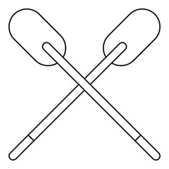 Two wooden crossed oars icon outline