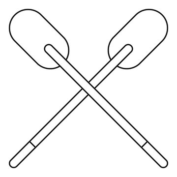 Two wooden crossed oars icon outline