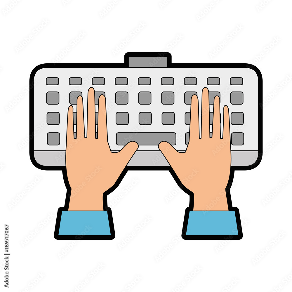Poster computer keyboard with hands user