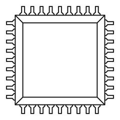 Computer microchip icon outline
