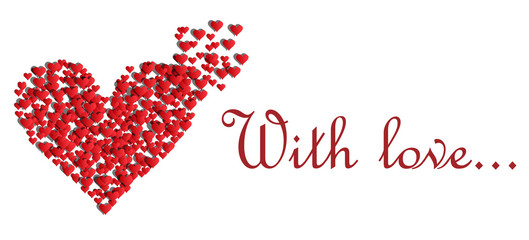 Red hearts background with text With love and free blank space for your text. Valentines Day EPS vector background