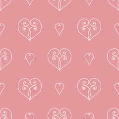 Seamless pattern with hearts. Vector illustration for romantic design. White and pink colors.