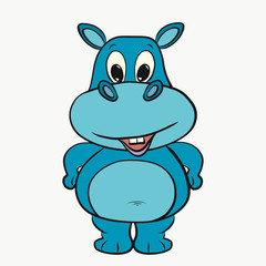 Funny cheerful fat little hippopotamus