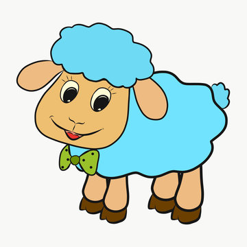 recommend clip art: Little blue sheep with a bow tie