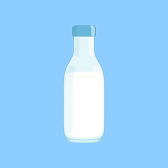 Filled bottle with milk, fresh and healthy dairy product vector illustration