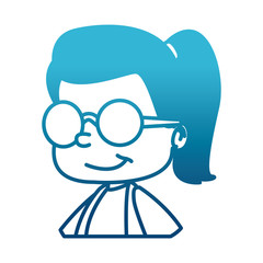 School girl with glasses cartoon icon vector illustration graphic design
