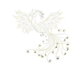 Charming fairytale patterned phoenix with a flower