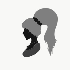 Young woman with long tail, profile