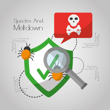 spectre and meltdown shield protection notification virus search vector illustration