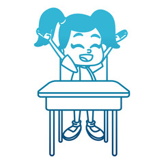 School girl on desk cartoon icon vector illustration graphic design