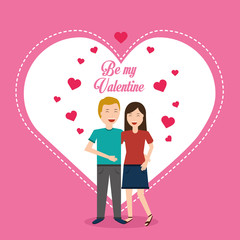 valentine day couple love heart greeting card vector illustration