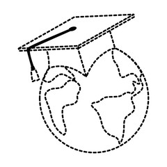 earth planet with hat graduation