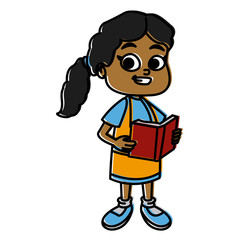 Cute school girl cartoon icon vector illustration graphic design