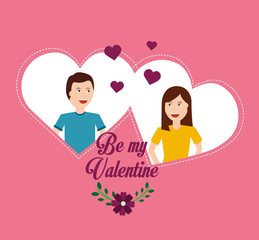 valentine day couple love hearts flower romantic vector illustration vector illustration