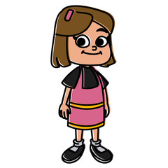 Cute school girl cartoon icon vector illustration graphic design