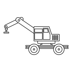 Naklejka premium Crane truck icon outline