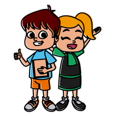 Little school kids cartoon icon vector illustration graphic design