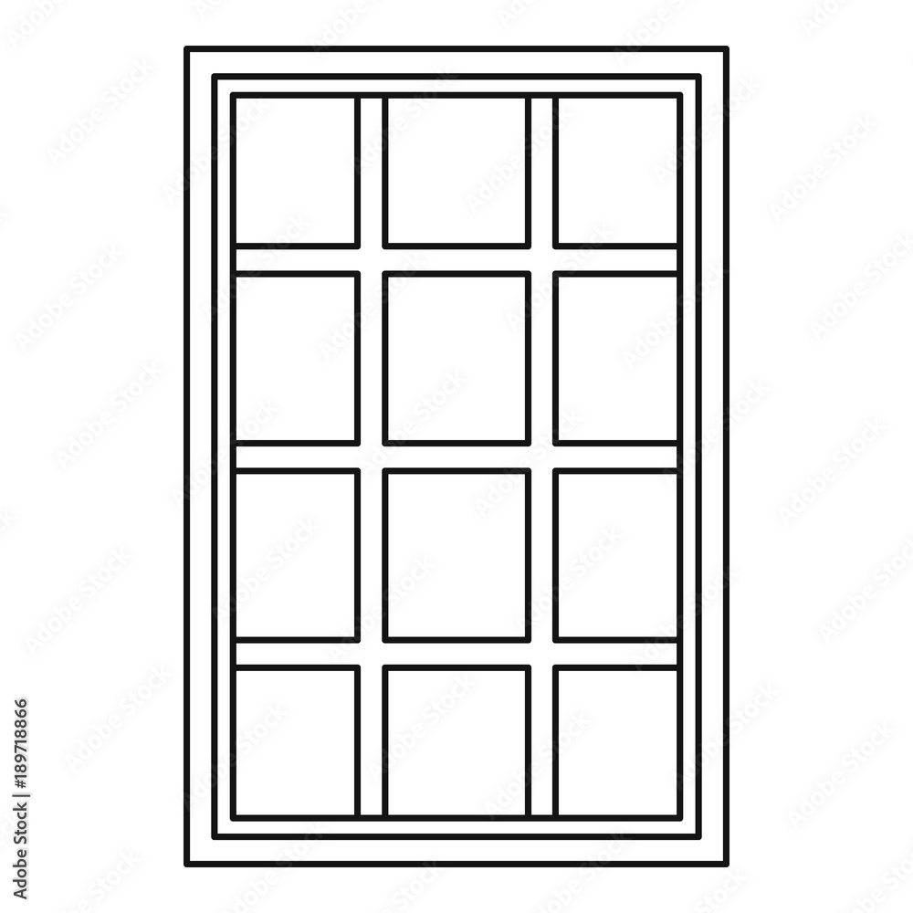 Poster white latticed rectangle window icon outline