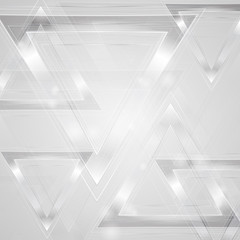 Abstract tech grey glossy triangles background