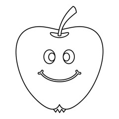 Smiling apple icon outline