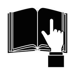 text book with hand reader