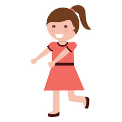 happy girl with ponytail kid child icon image vector illustration design 