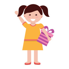 giril with gift box icon image vector illustration design 