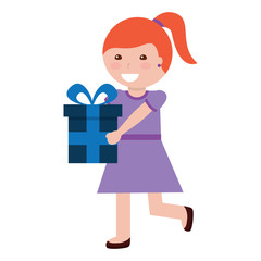 giril with gift box icon image vector illustration design 