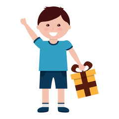 boy with gift box icon image vector illustration design 