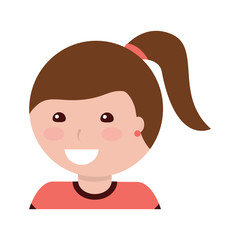 happy girl with ponytail kid child icon image vector illustration design 