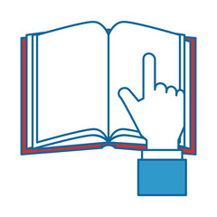 text book with hand reader