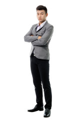 Portrait of a young business man. Isolated full length on white background