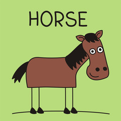 Funny horse in cartoon style