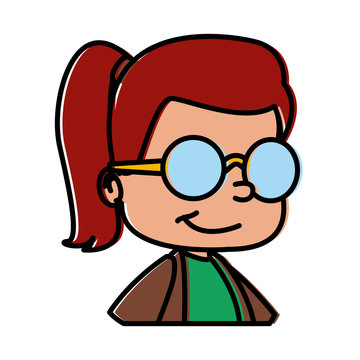 School girl with glasses cartoon icon vector illustration graphic design