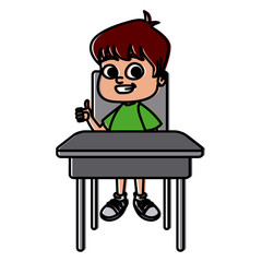 School boy on desk cartoon icon vector illustration graphic design