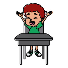 School boy on desk cartoon icon vector illustration graphic design