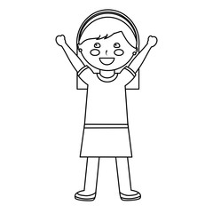 happy girl with headband kid child icon image vector illustration design  black line